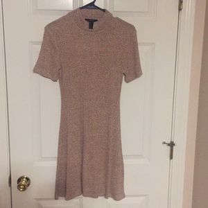 High neck tan knit dress